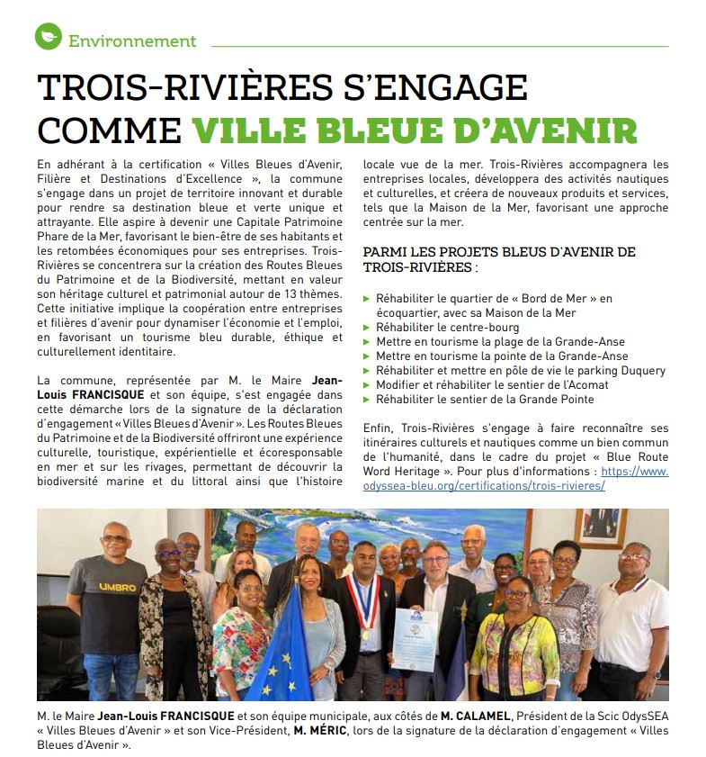 Trois-Rivières, Terre Amérindienne, met à l’honneur, dans son magazine municipal d’avril, son engagement comme Ville Bleue d’Avenir !